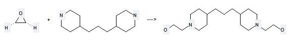 1-Piperidineethanol,4,4'-(1,3-propanediyl)bis- can be prepared by 4,4'-propane-1,3-diyl-bis-piperidine and oxirane at the temperature of 25-30 °C.